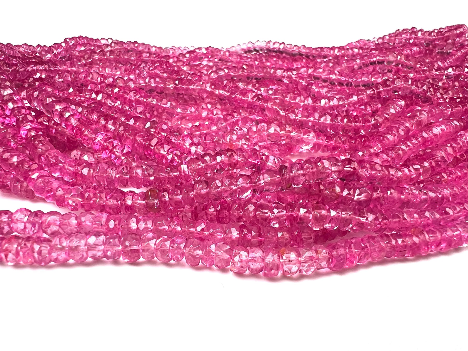 Genuine Pink Topaz Fuchsia pink Faceted Rondelle Gemstone Beads AAA quality sweet deep pink magenta beads for jewelry making 6”, 12” strand