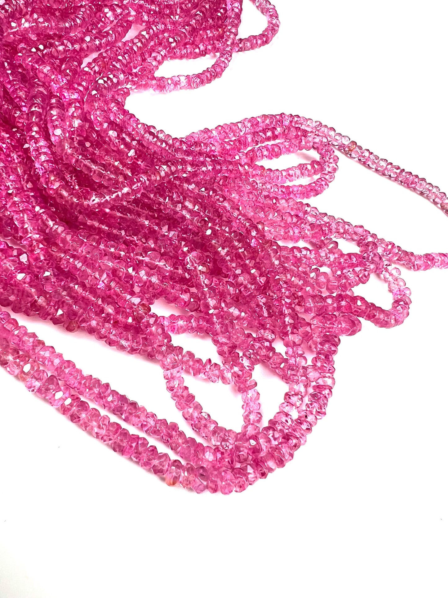 Genuine Pink Topaz Fuchsia pink Faceted Rondelle Gemstone Beads AAA quality sweet deep pink magenta beads for jewelry making 6”, 12” strand