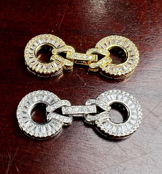 Cubic Zirconia CZ Diamond Pave clasp Jewelry making fancy clasp 1 set , 35mm Long