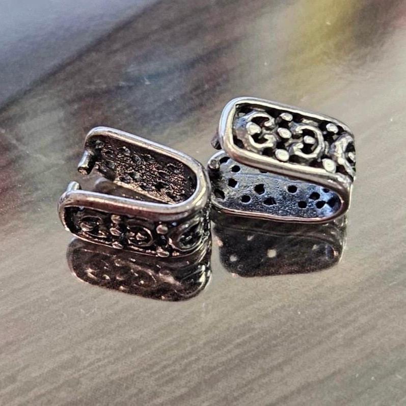 925 Sterling Silver Bali pinch bail,vintage handmade 5x9mm long Bali pinch Bails for Pendant holder. 1 piece