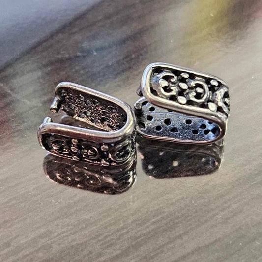 925 Sterling Silver Bali pinch bail,vintage handmade 5x9mm long Bali pinch Bails for Pendant holder. 1 piece