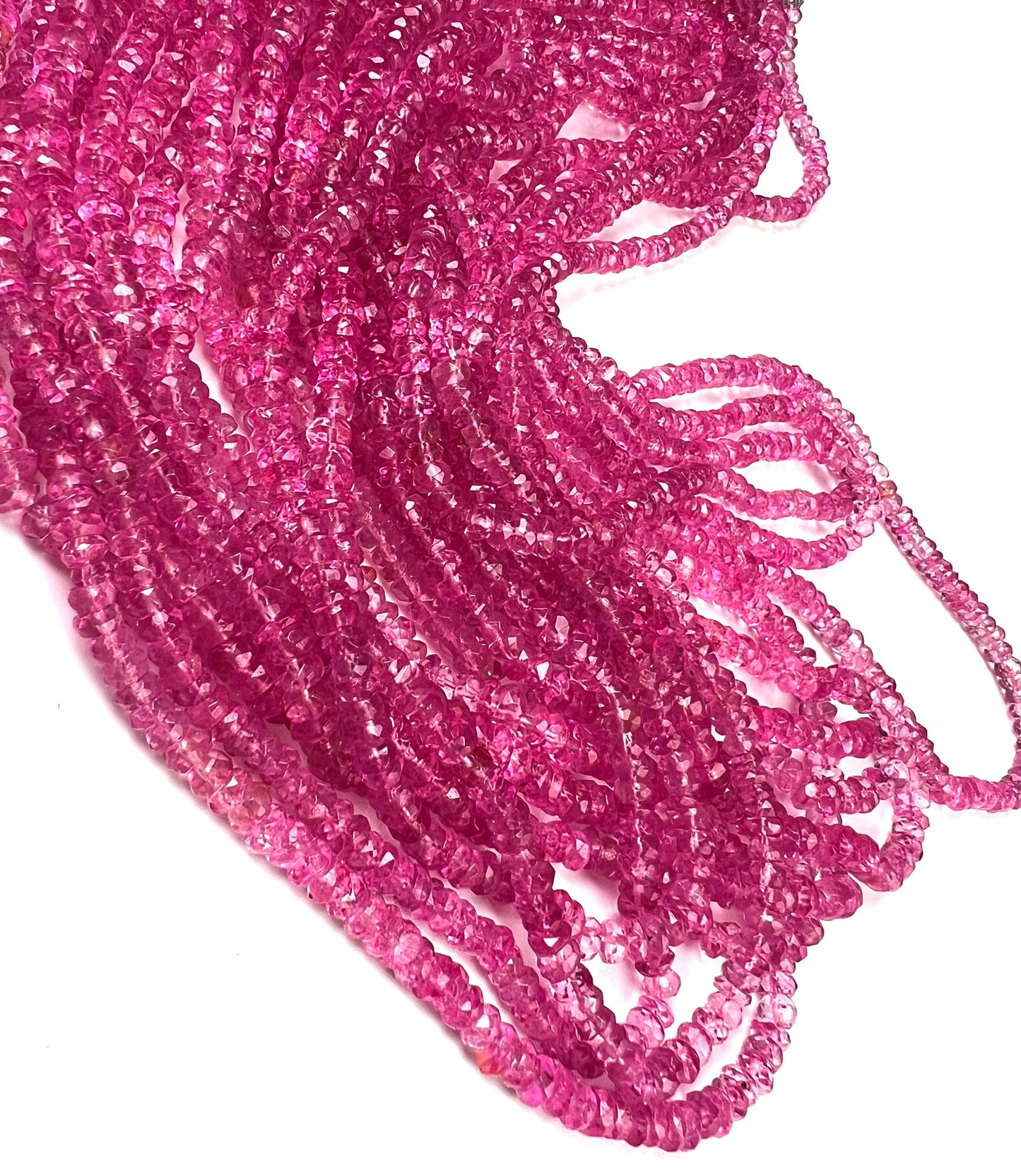 Genuine Pink Topaz Fuchsia pink Faceted Rondelle Gemstone Beads AAA quality sweet deep pink magenta beads for jewelry making 6”, 12” strand