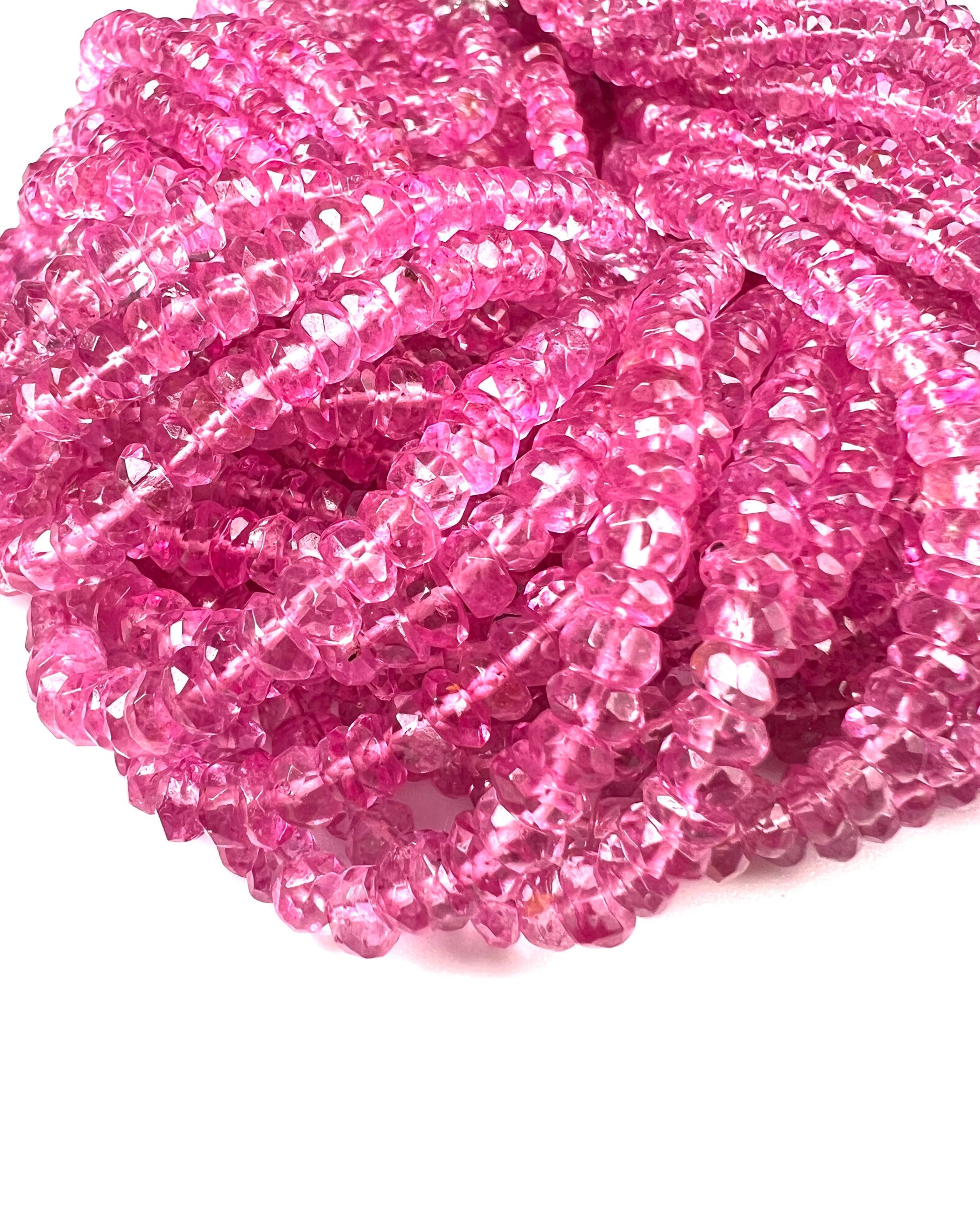 Genuine Pink Topaz Fuchsia pink Faceted Rondelle Gemstone Beads AAA quality sweet deep pink magenta beads for jewelry making 6”, 12” strand