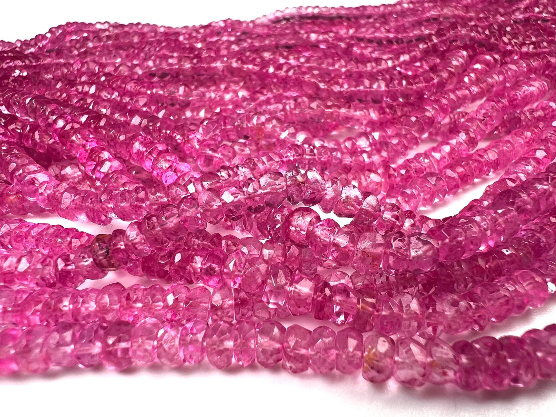 Genuine Pink Topaz Fuchsia pink Faceted Rondelle Gemstone Beads AAA quality sweet deep pink magenta beads for jewelry making 6”, 12” strand