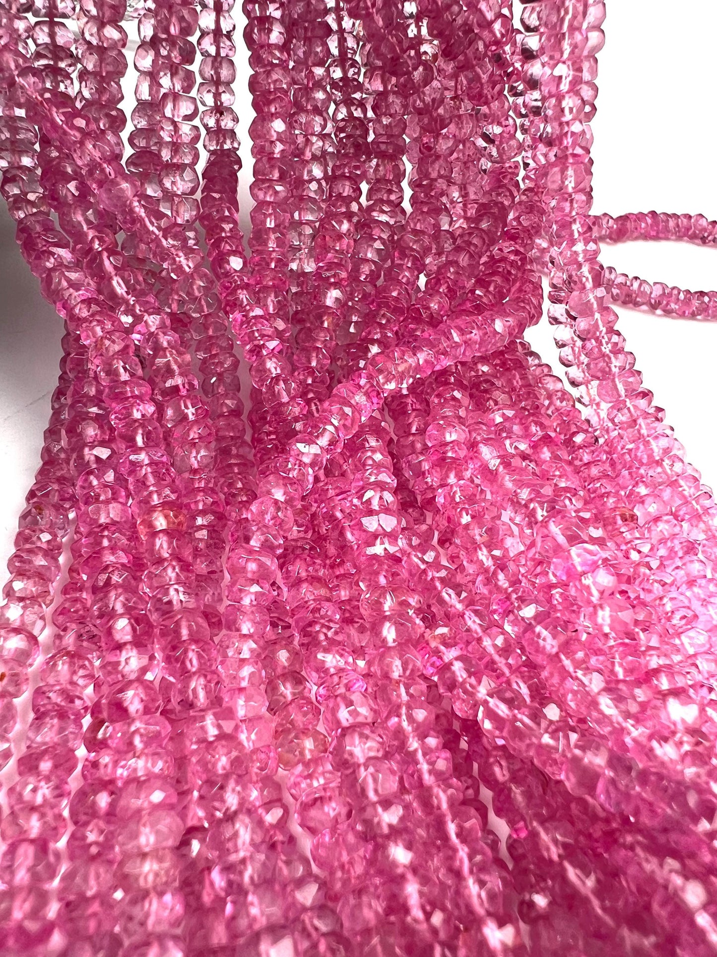 Genuine Pink Topaz Fuchsia pink Faceted Rondelle Gemstone Beads AAA quality sweet deep pink magenta beads for jewelry making 6”, 12” strand