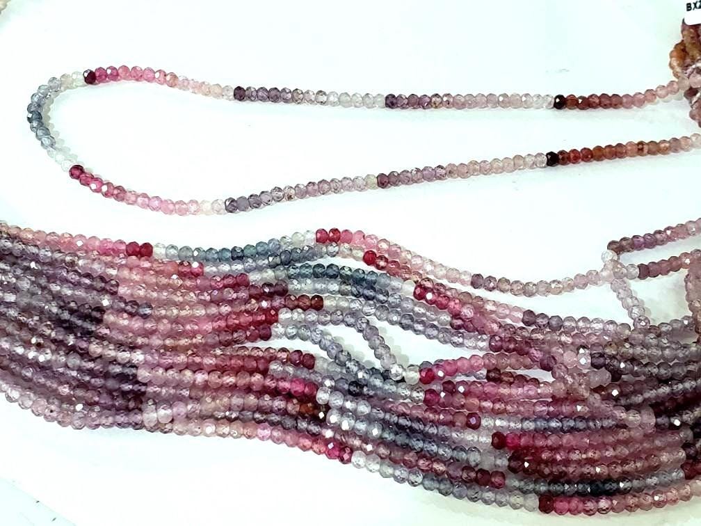 Multi Spinel Rondelle, Natural Multi Spinel Shaded AAA Micro Cut Faceted Roundel 3mm Jewelry Making Gemstone Beads 12.25""