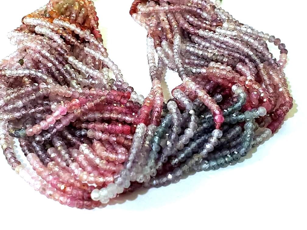 Multi Spinel Rondelle, Natural Multi Spinel Shaded AAA Micro Cut Faceted Roundel 3mm Jewelry Making Gemstone Beads 12.25""
