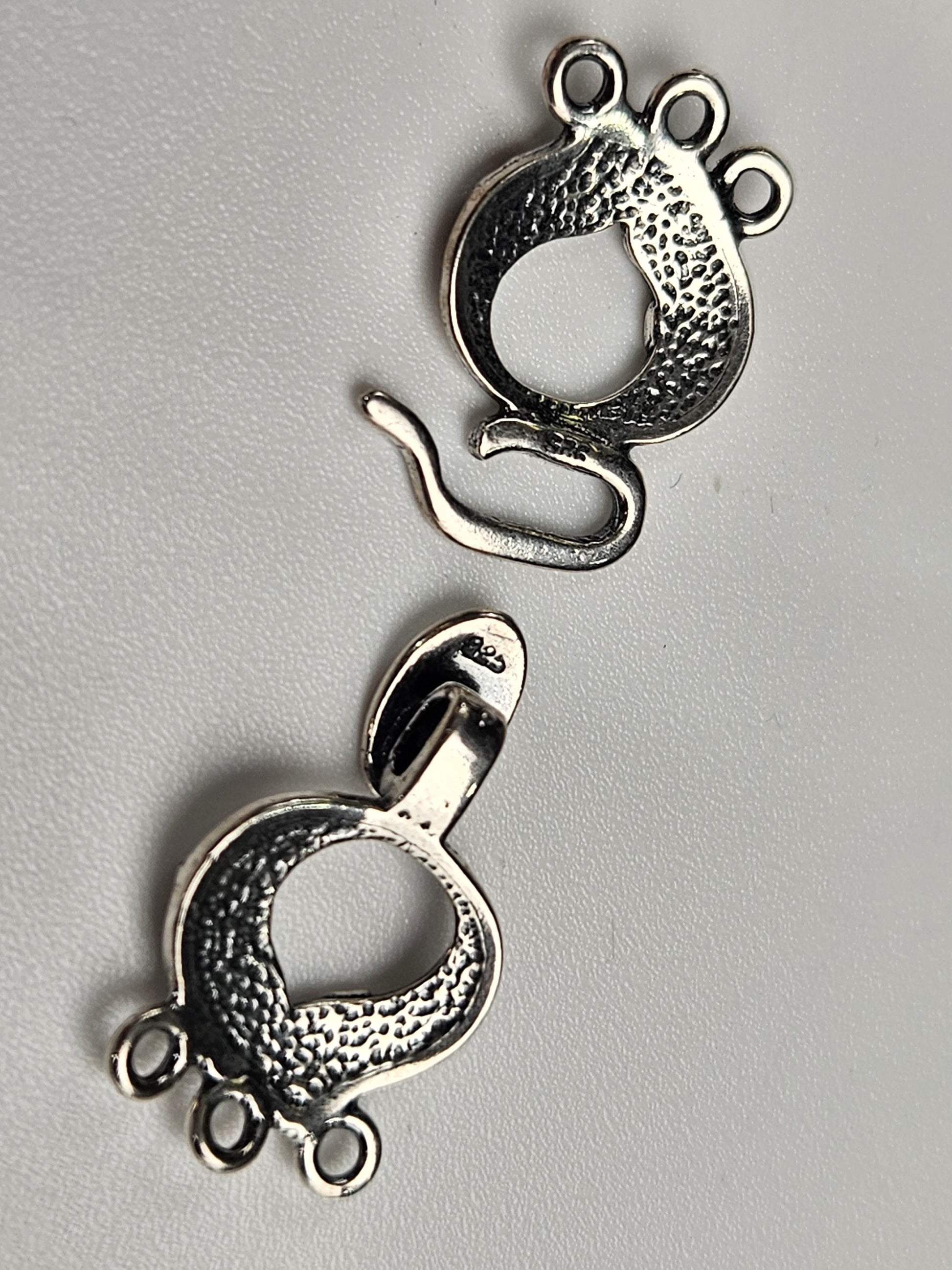 925 Sterling silver 3 loop bali handmade vintage style fancy hook clasp jewelry making findings.1 set 925 stamped