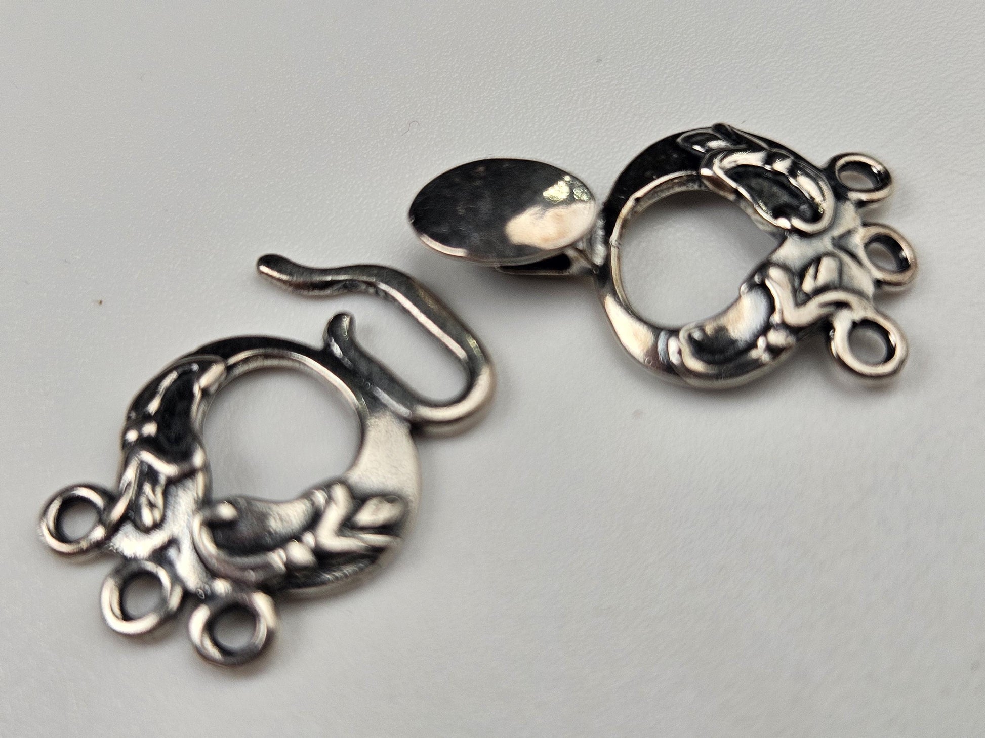 925 Sterling silver 3 loop bali handmade vintage style fancy hook clasp jewelry making findings.1 set 925 stamped