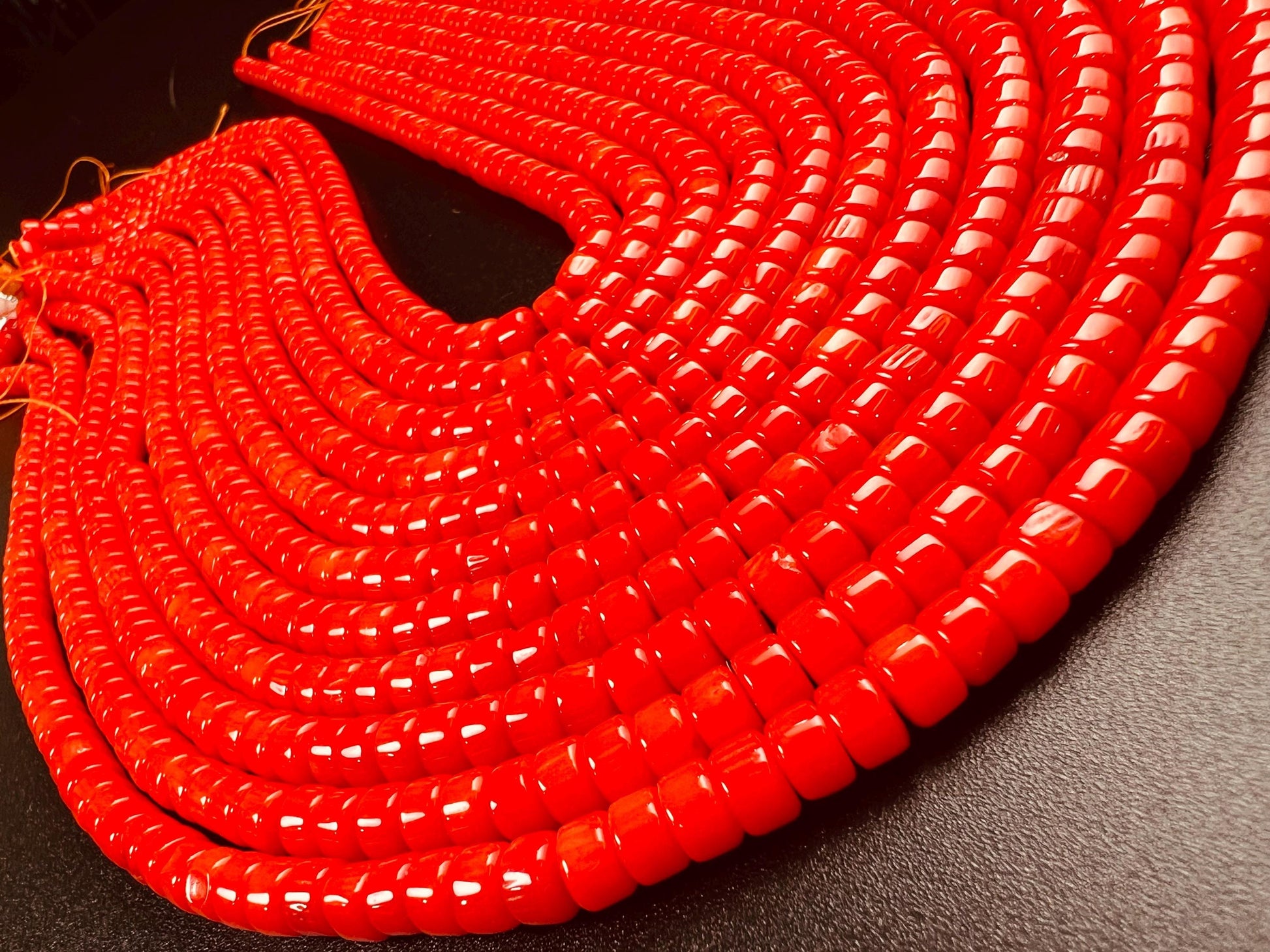 Genuine coral Heishi Wherl tyre smooth Roundel beads 6mm AAA quality gemstone Beads 15" Strand