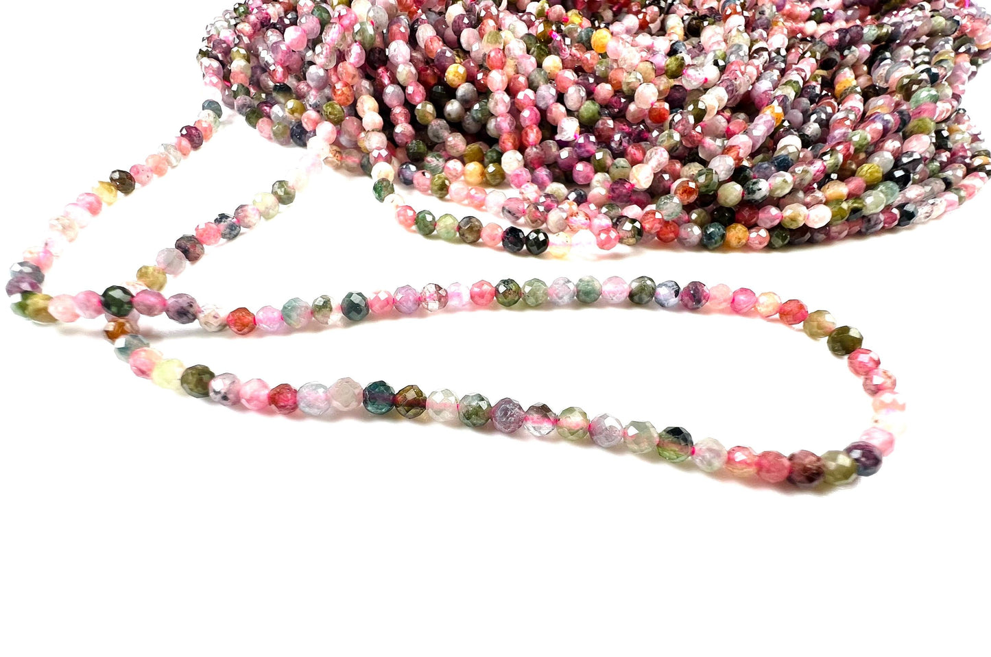 Natural multi Tourmaline 3mm faceted bead round for Jewely making 14.5” full strand 125 pieces beads