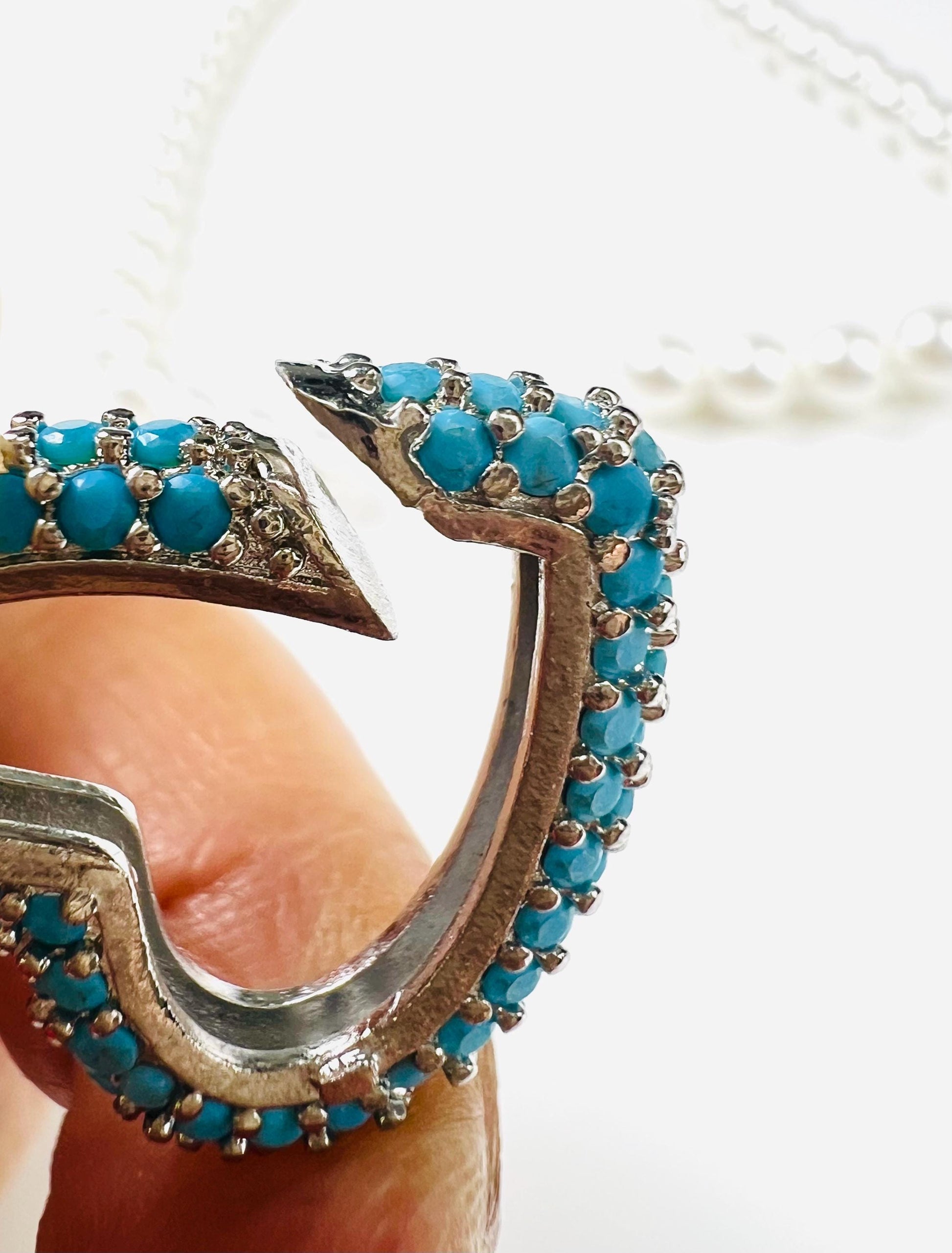 Turquoise Heart shape Carabiner push in open Clasp double sided turquoise setting Jewelry making fancy heart clasp 1pc, 15mm