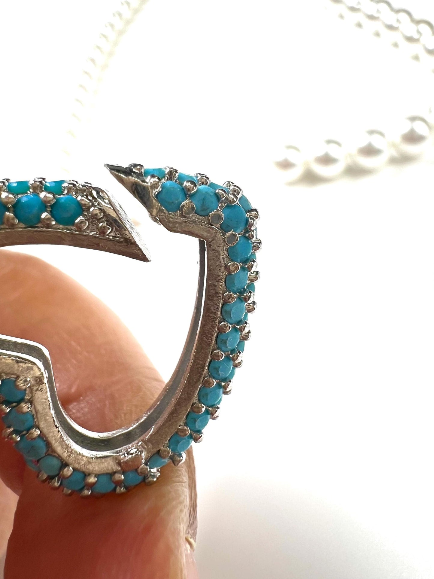 Turquoise Heart shape Carabiner push in open Clasp double sided turquoise setting Jewelry making fancy heart clasp 1pc, 15mm
