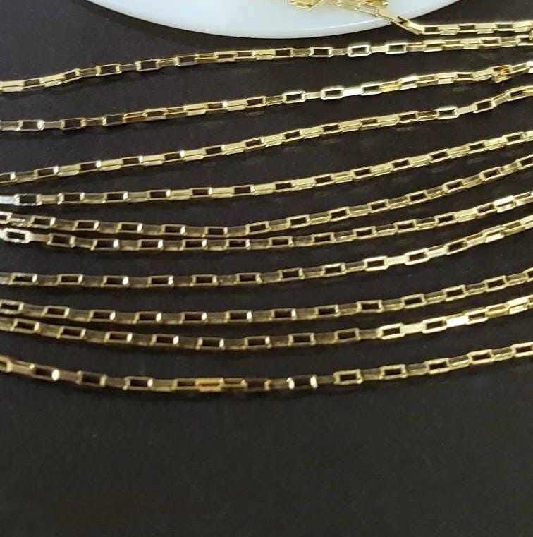 14k Gold Filled Elongated box 2x1mm chain, Made in Italy, high quality, jewelry making chain by the Foot. 14/20 Gold Filled .