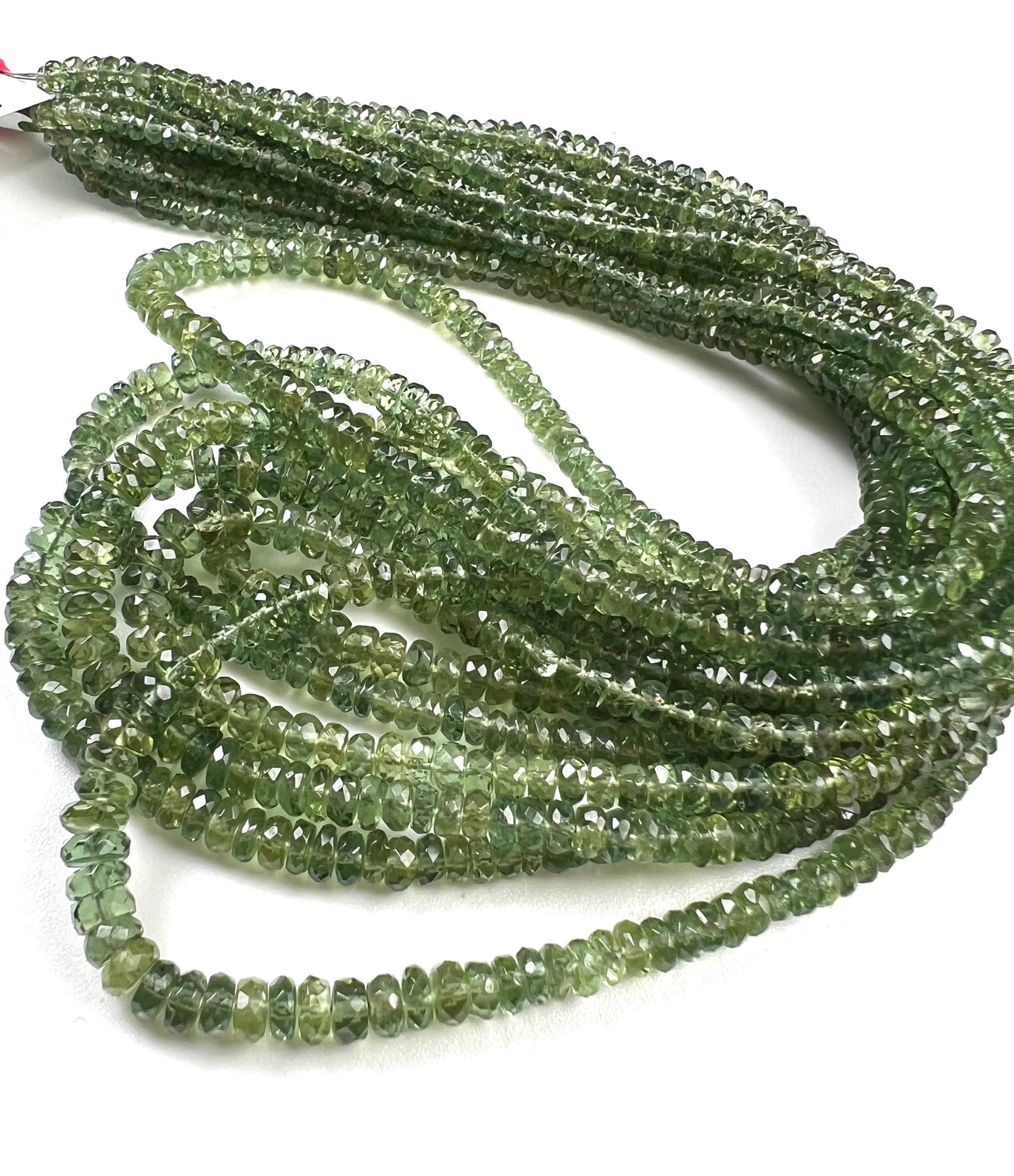 Natural Green Apatite 3-4.5 faceted roundel beads for jewelry making beads 6.5",13" strand