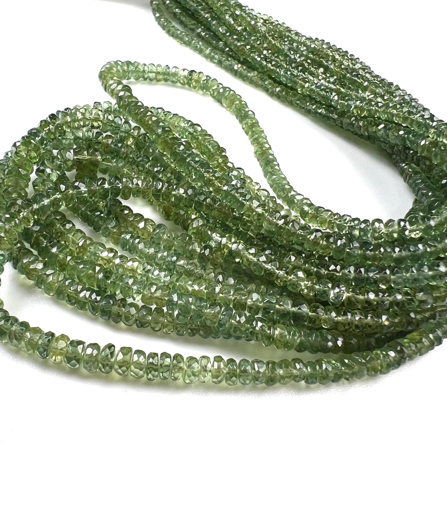 Natural Green Apatite 3-4.5 faceted roundel beads for jewelry making beads 6.5",13" strand