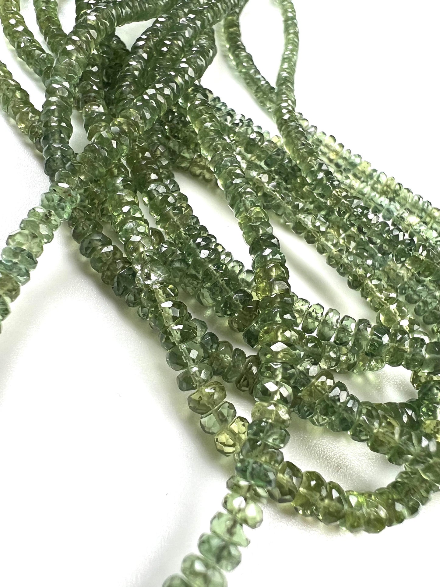 Natural Green Apatite 3-4.5 faceted roundel beads for jewelry making beads 6.5",13" strand