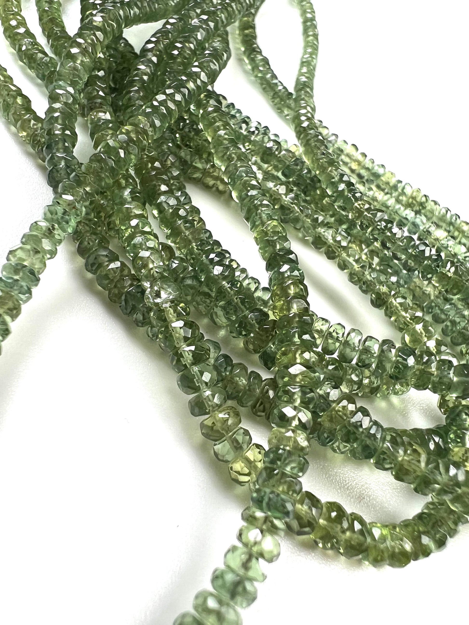 Natural Green Apatite 3-4.5 faceted roundel beads for jewelry making beads 6.5",13" strand