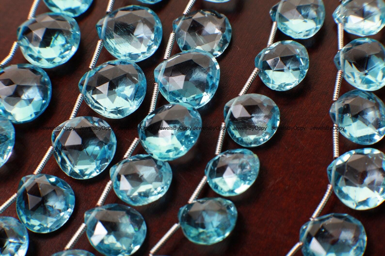 Swiss Blue Topaz cut Faceted Pear drop, Genuine AAA Quality Blue Topaz Faceted Heart Teardrop 12.5-13.5mm Cut Gemstone, December Birthstone