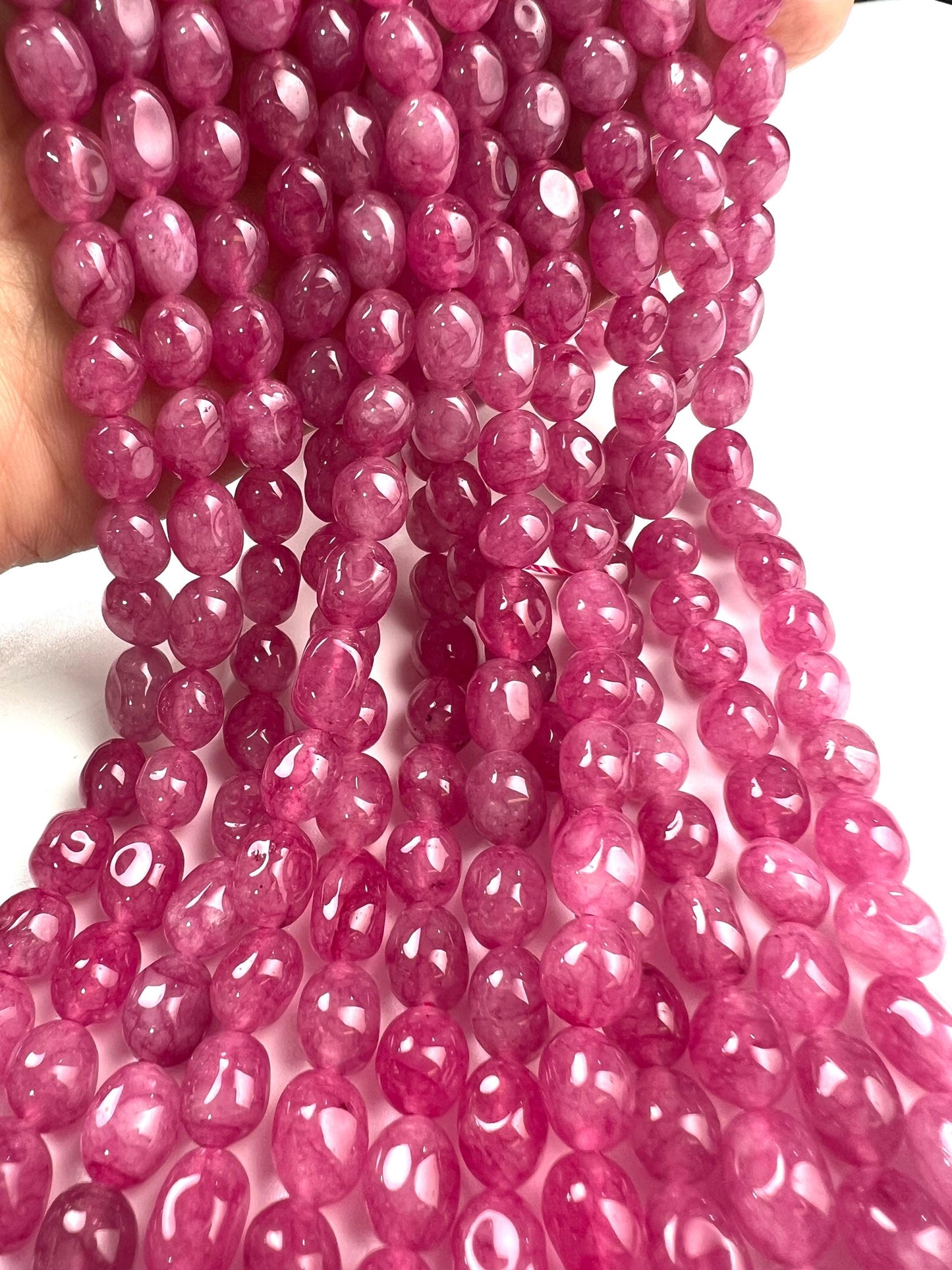 Purple agate beads Rose pink purple smooth oval 8x10mm jewelry making beads 14”