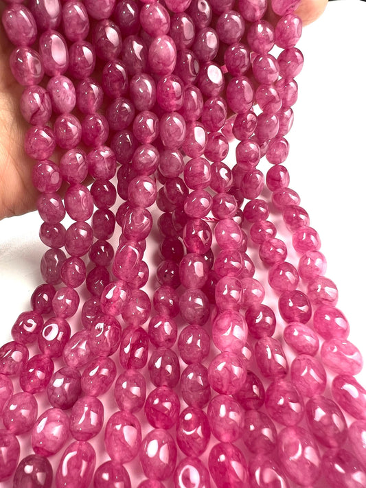 Purple agate beads Rose pink purple smooth oval 8x10mm jewelry making beads 14”