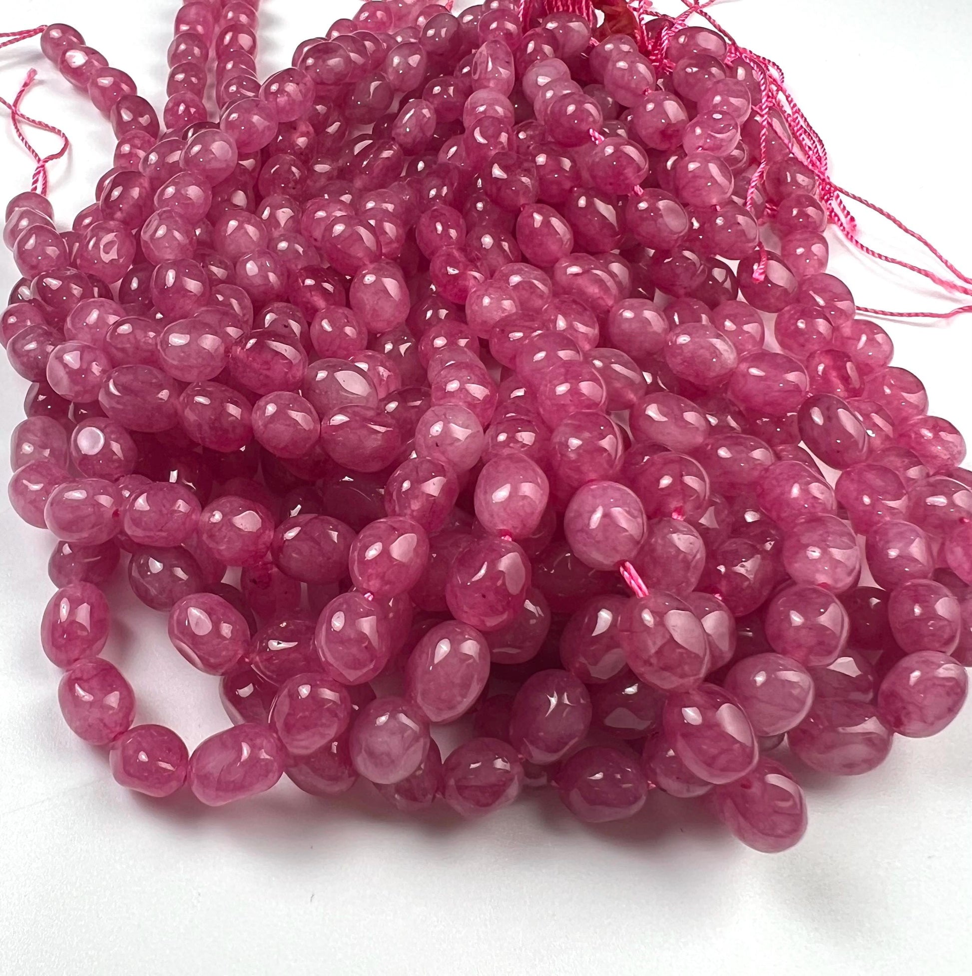 Purple agate beads Rose pink purple smooth oval 8x10mm jewelry making beads 14”