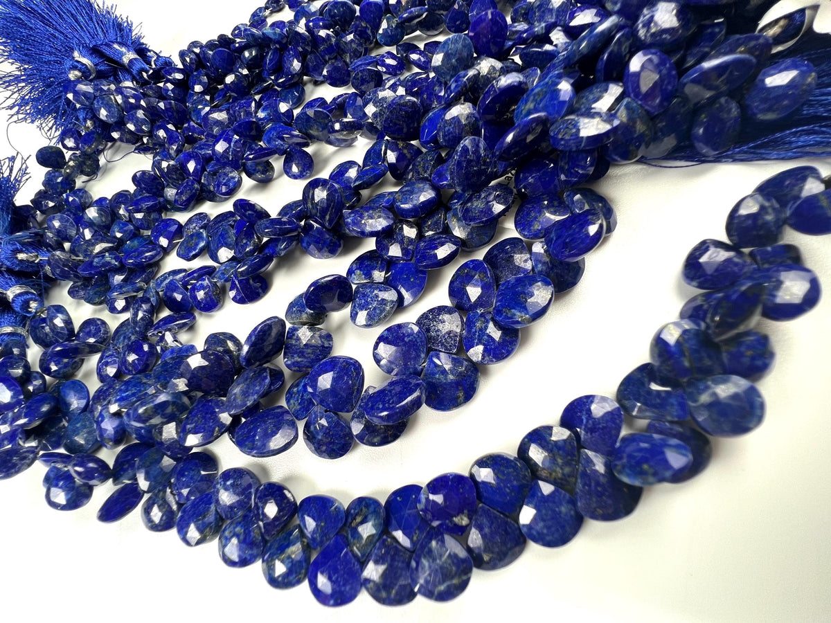 Genuine Lapis Lazuli Faceted heart drop Royal Blue Lapis drop for Jewelry Making by pieces