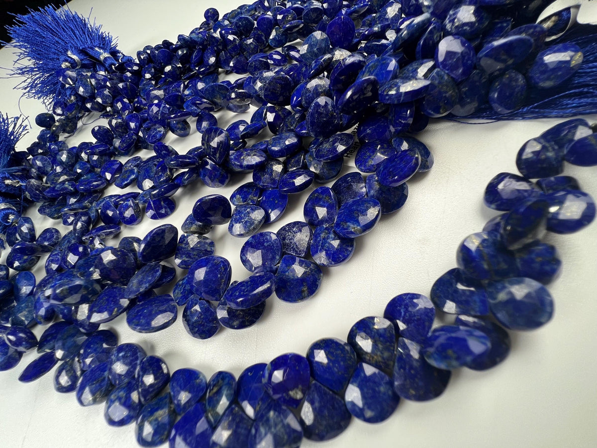 Genuine Lapis Lazuli Faceted heart drop Royal Blue Lapis drop for Jewelry Making by pieces