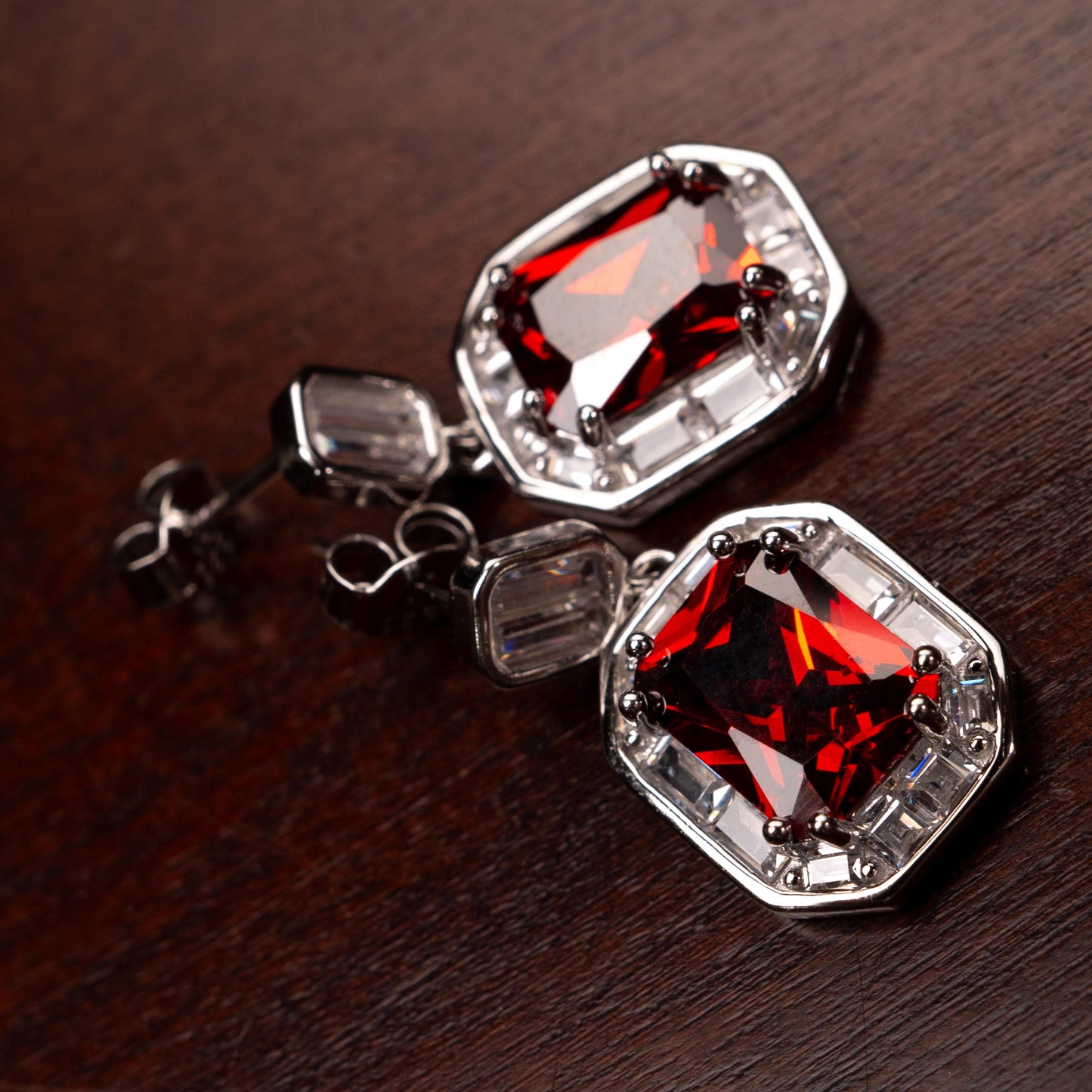 Genuine Garnet Merlot Red 925 sterling silver 12x14mm prong CZ diamond around Post Earrings,Bridal, valentines Holiday Gift,