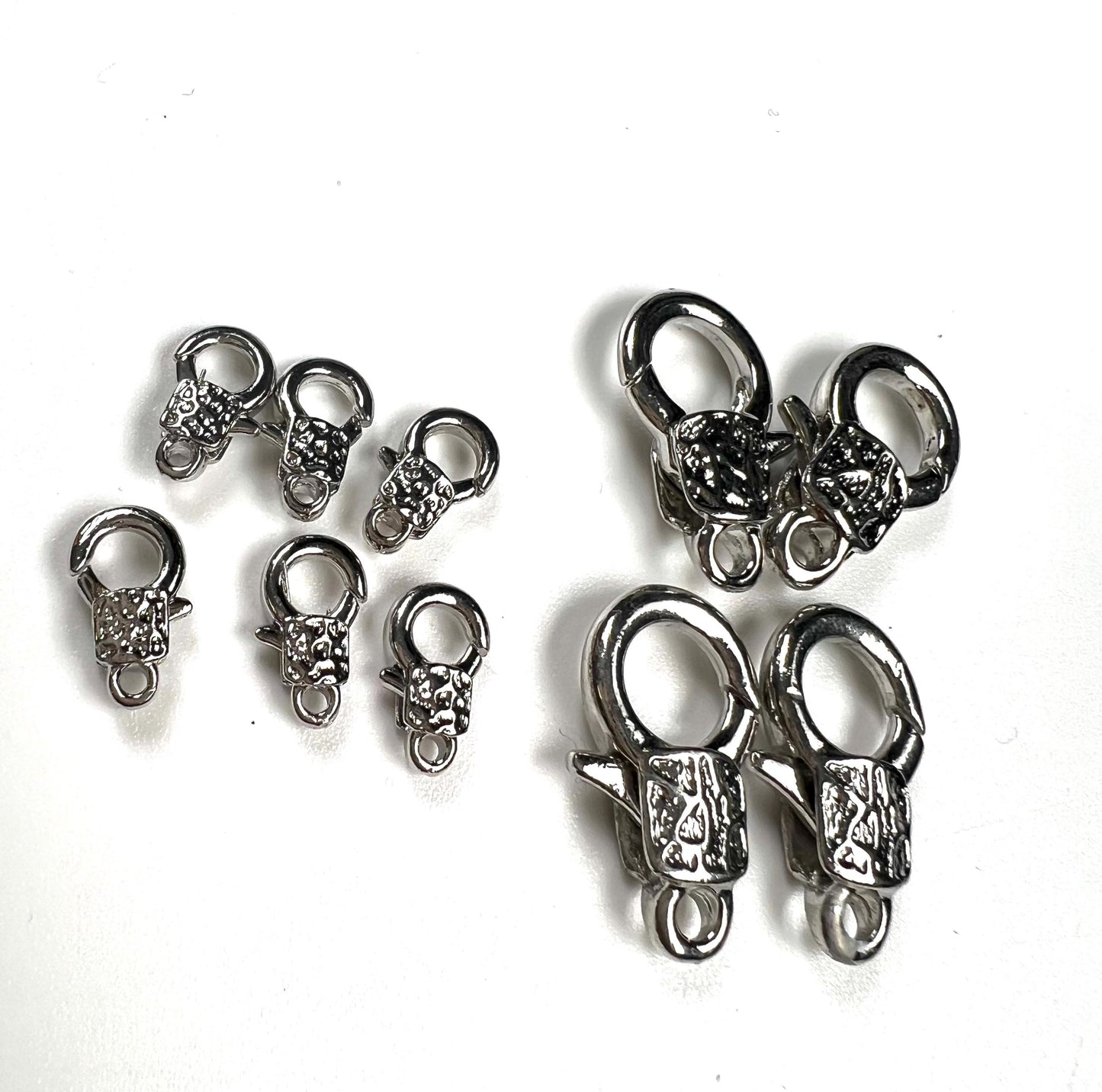 Fancy lobster claw clasp, both side art decorated 13x23mm Rhodium Silver Lobster Clasp, high quality, heavy duty, anti tarnish 1 Pc or bulk