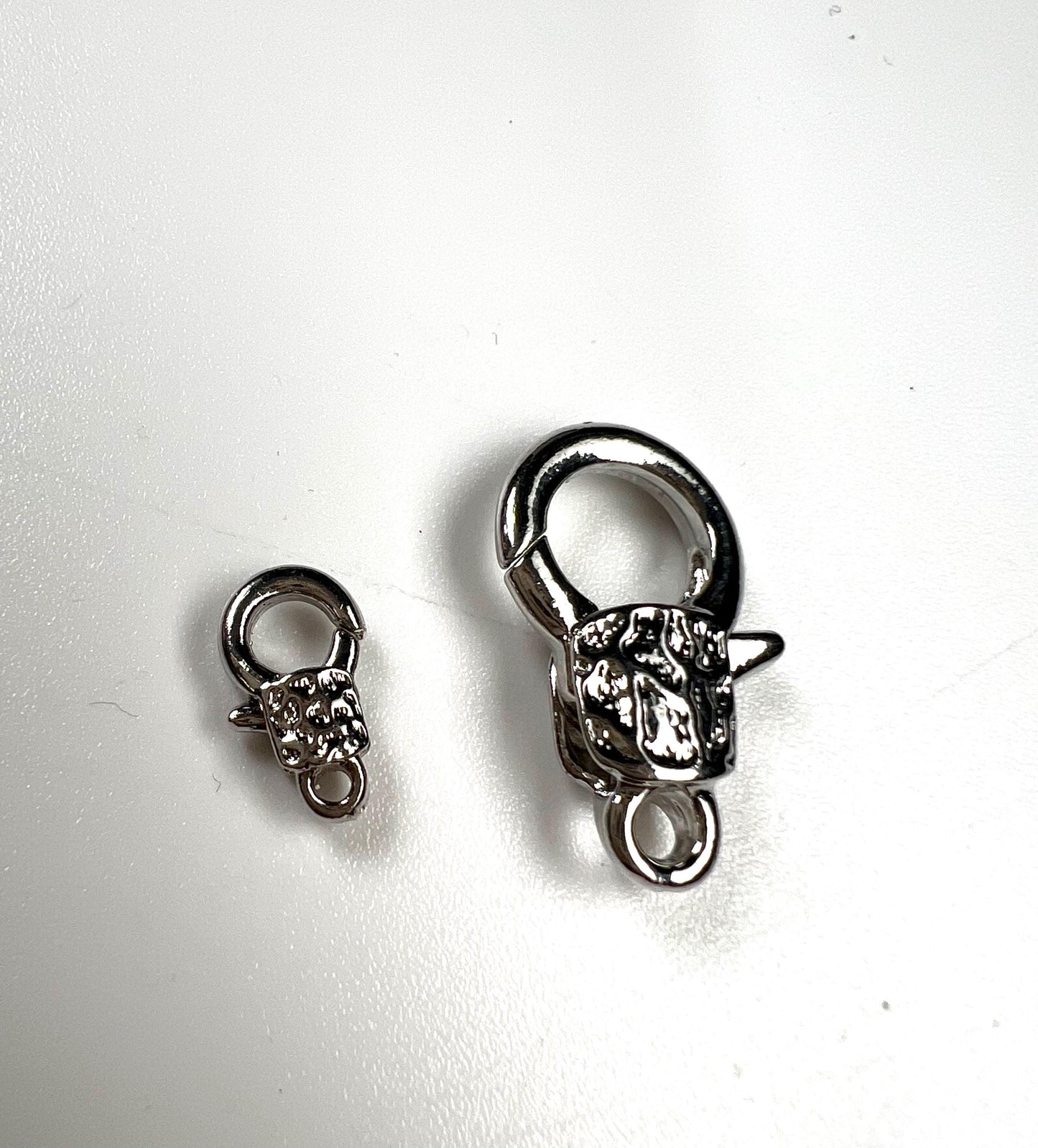 Fancy lobster claw clasp, both side art decorated Rhodium Silver Lobster Clasp, high quality, heavy duty, anti tarnish 2 sizes