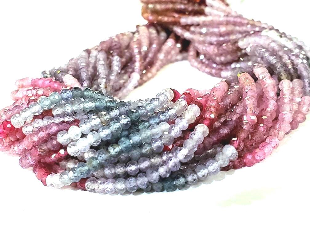 Multi Spinel Rondelle, Natural Multi Spinel Shaded AAA Micro Cut Faceted Roundel 3mm Jewelry Making Gemstone Beads 12.25""