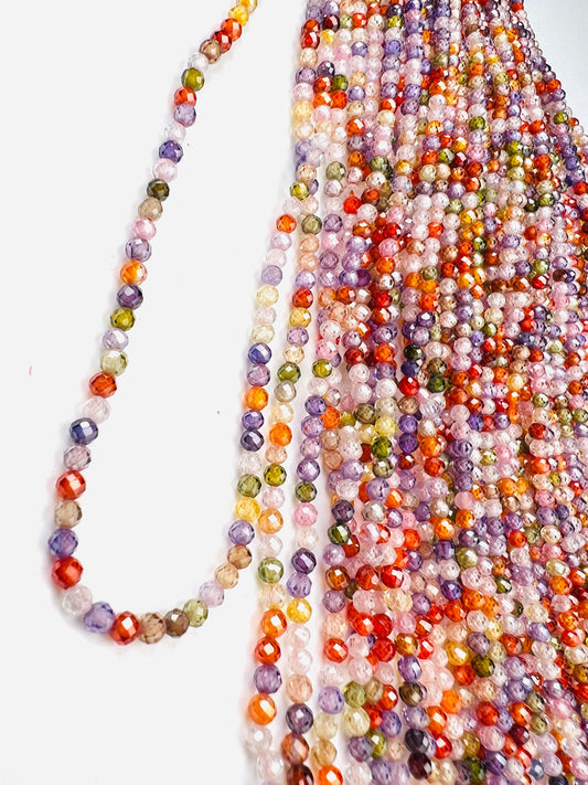 Cubic Zirconia Micro Faceted 4mm Round Beads AAA Gemstone Jewelry Making CZ Beads 12" Strand