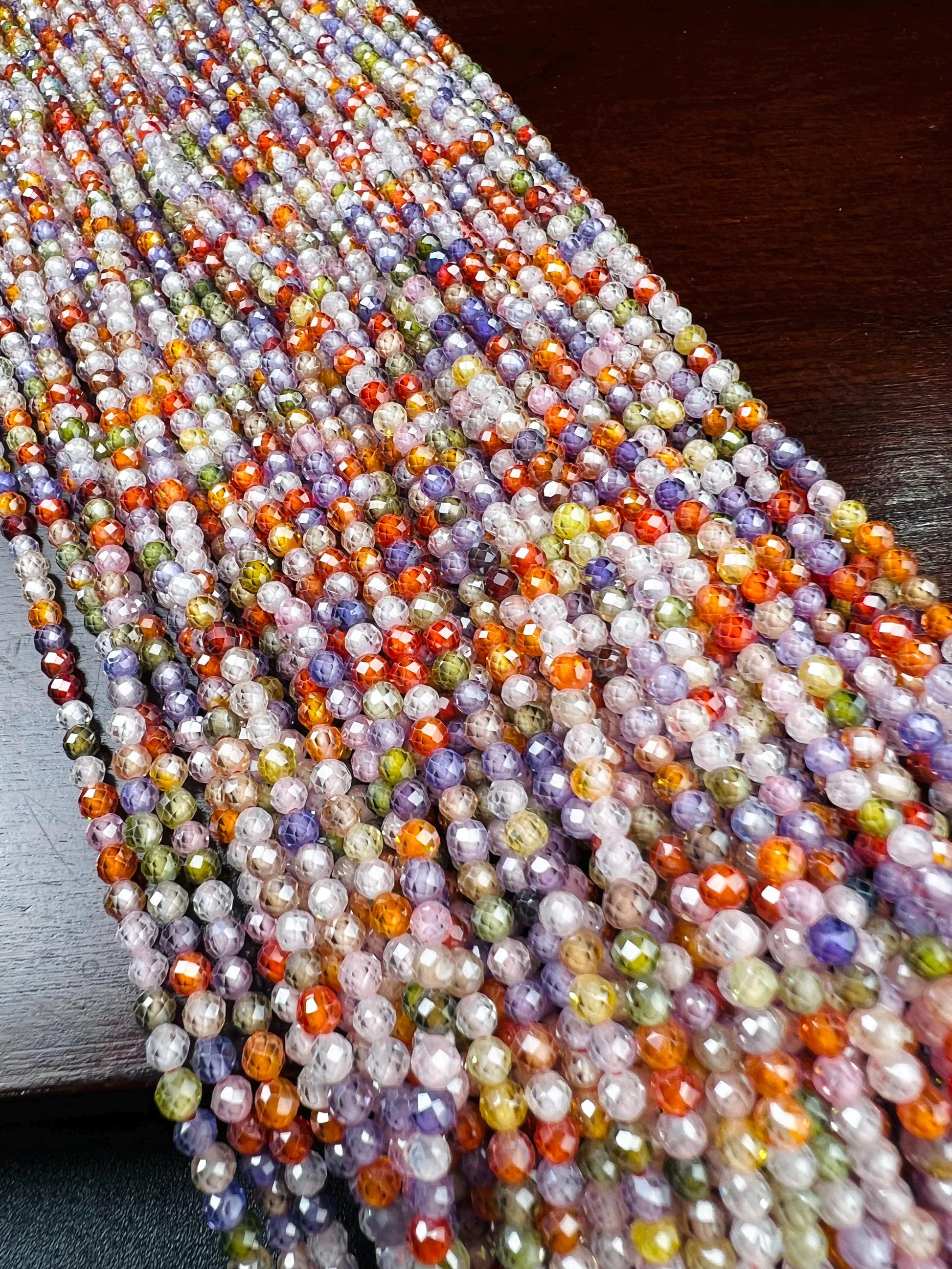 Cubic Zirconia Micro Faceted 4mm Round Beads AAA Gemstone Jewelry Making CZ Beads 12" Strand