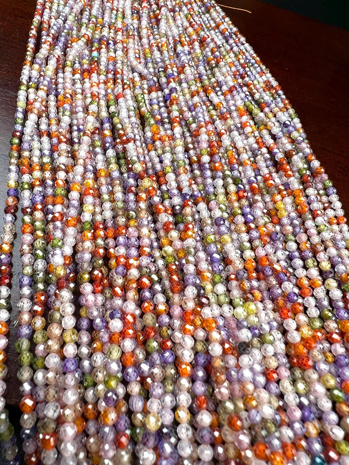 3mm, 4mm Cubic Zirconia Multi color Micro Faceted Round Beads AAA Gemstone Jewelry Making CZ Beads 14” full Strand