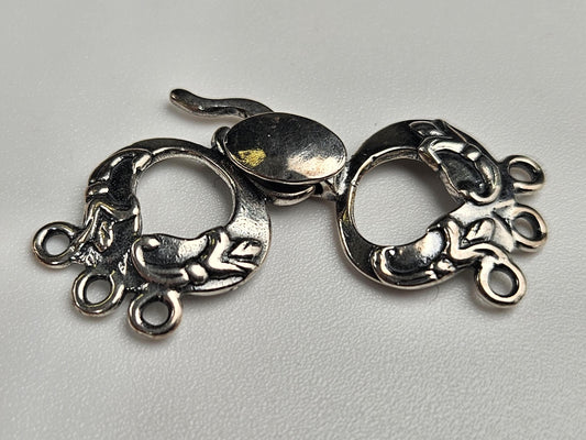 925 Sterling silver 3 loop bali handmade vintage style fancy hook clasp jewelry making findings.1 set 925 stamped