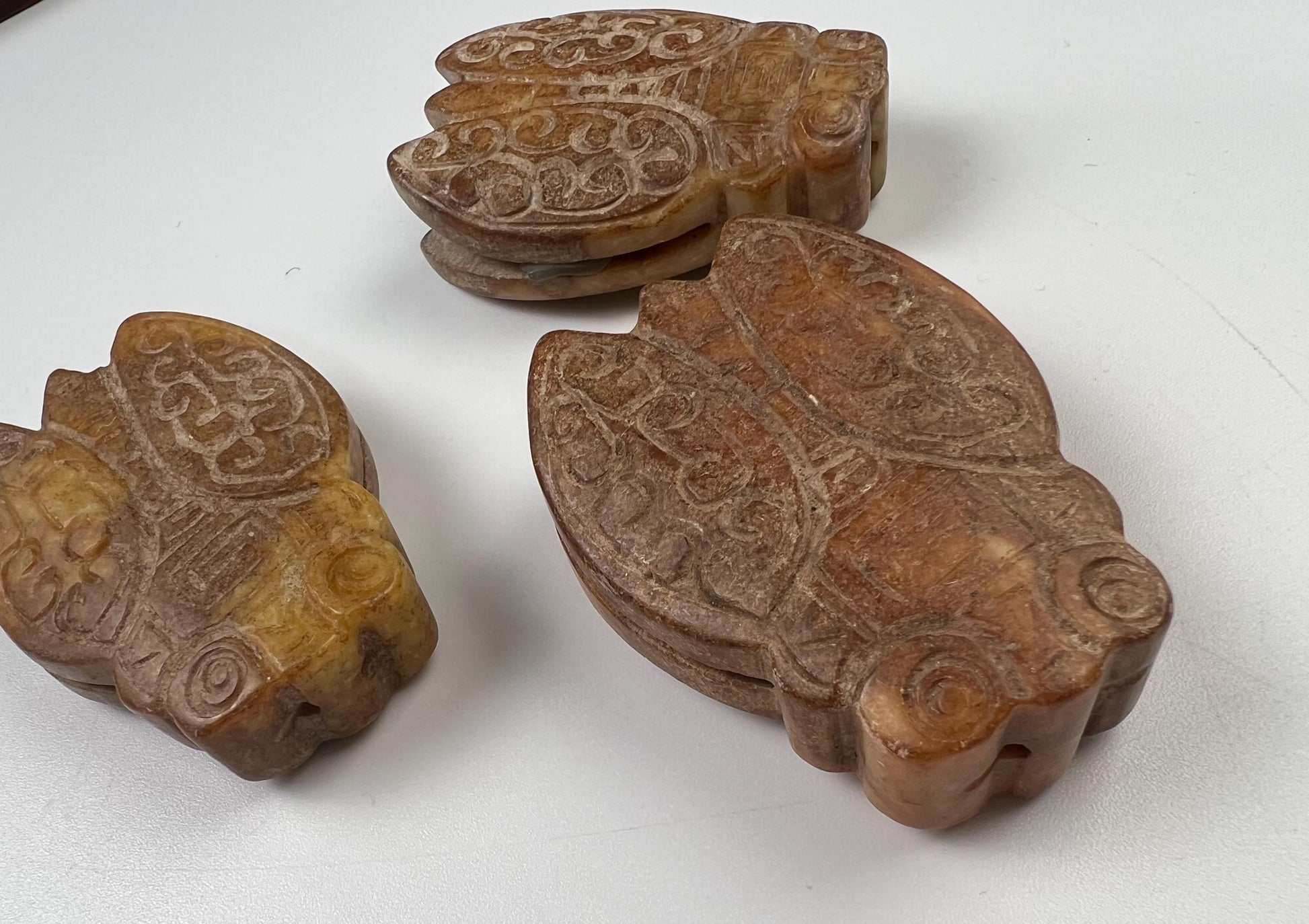 Vintage Natural Antique jade Handcrafted Sakata Bug Good luck pocket stone Mineral rebirth transformation piece