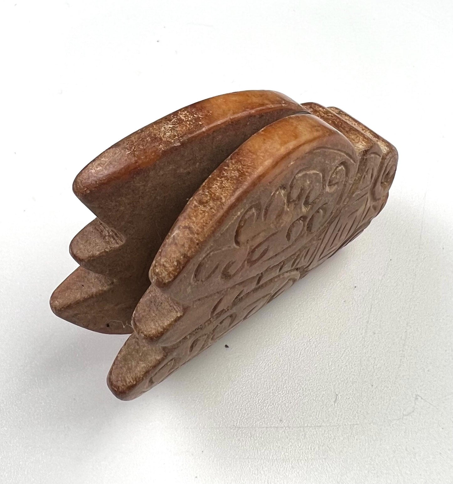 Vintage Natural Antique jade Handcrafted Sakata Bug Good luck pocket stone Mineral rebirth transformation piece