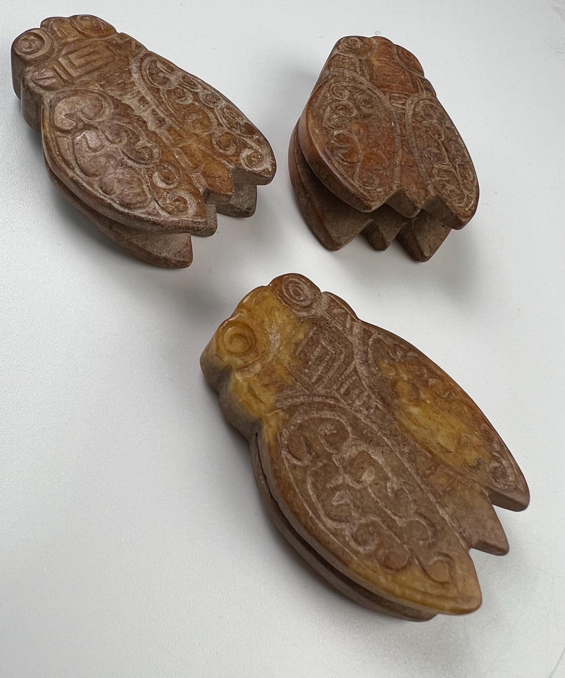 Vintage Natural Antique jade Handcrafted Sakata Bug Good luck pocket stone Mineral rebirth transformation piece