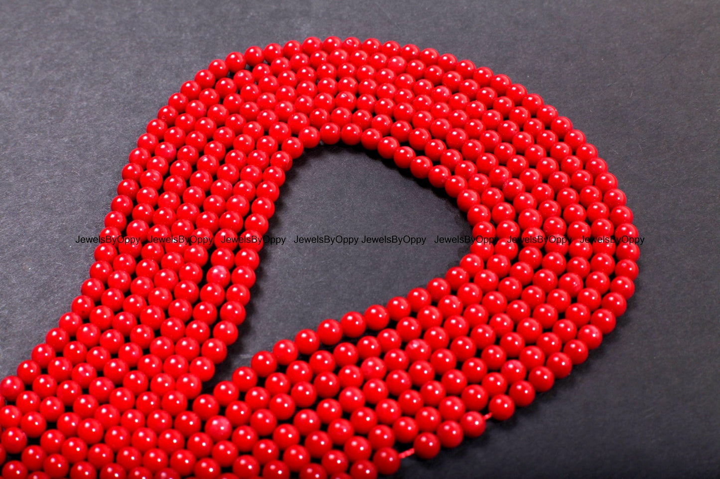 3.5-4mm Red Bamboo Coral Genuine AAA Round Beads 15.5" Strand