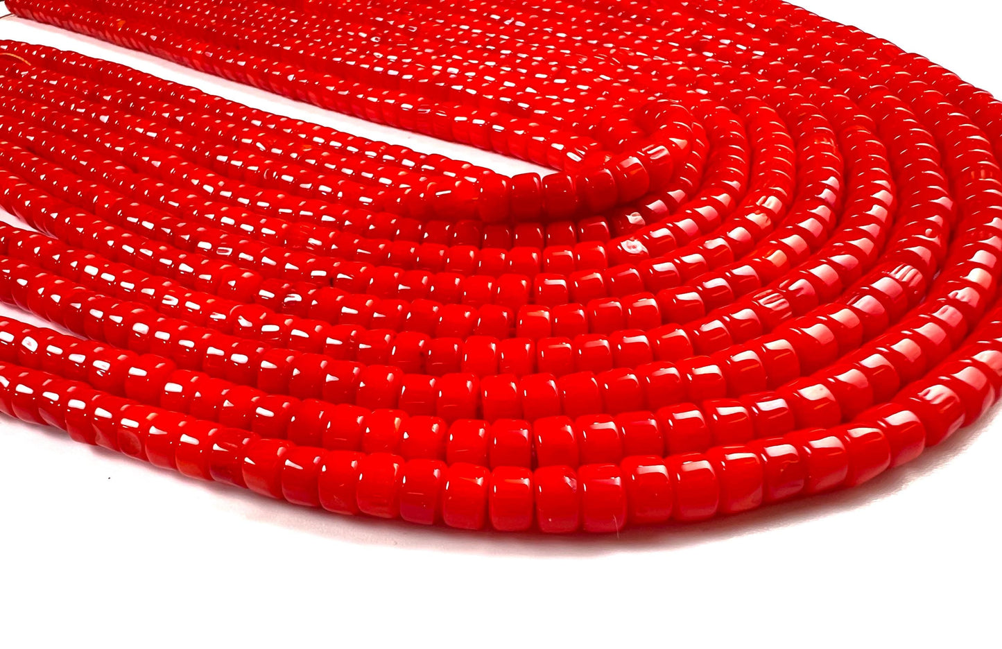 Genuine coral Heishi Wherl tyre smooth Roundel beads 6mm AAA quality gemstone Beads 15" Strand