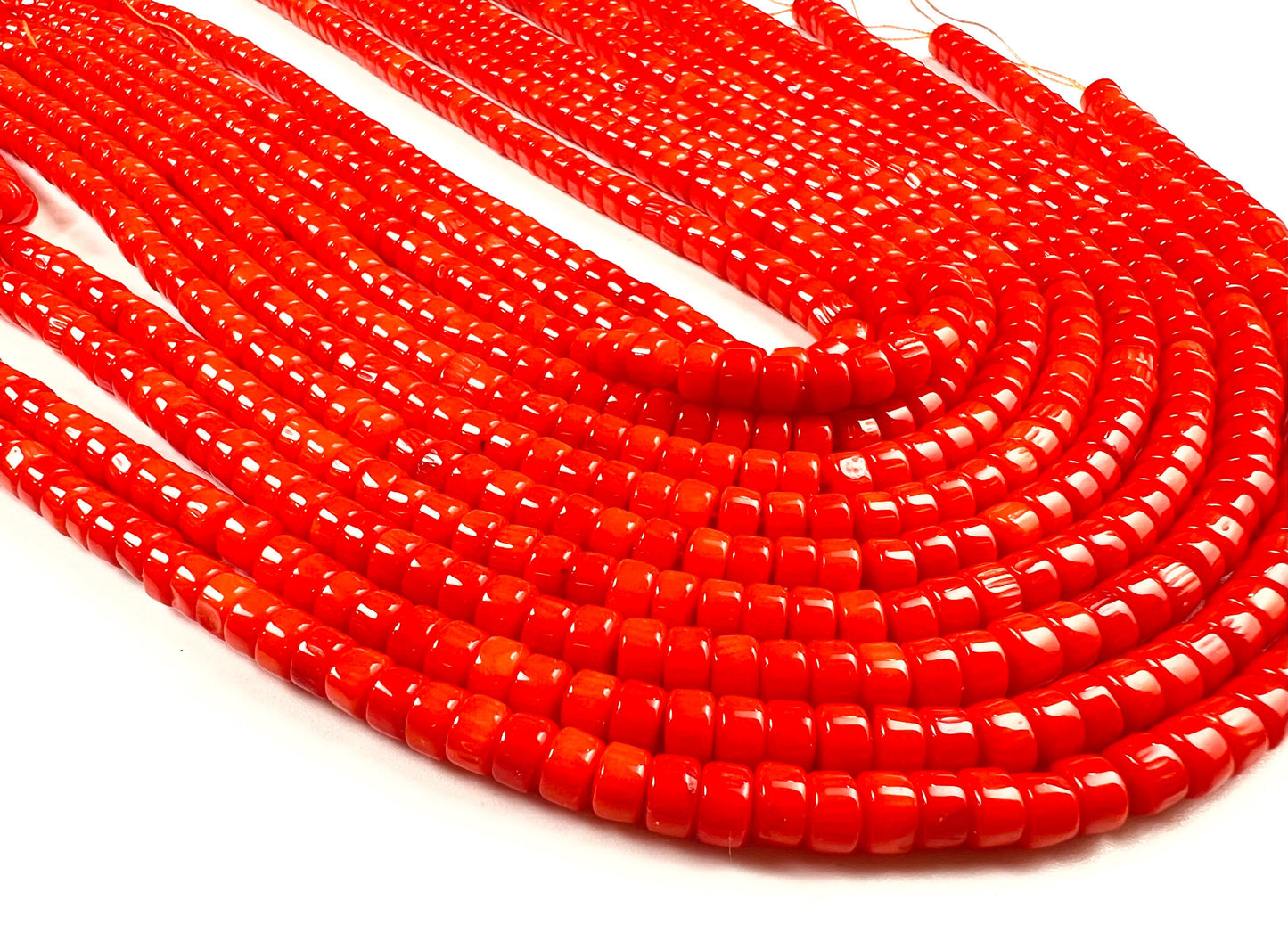 Genuine coral Heishi Wherl tyre smooth Roundel beads 6mm AAA quality gemstone Beads 15" Strand