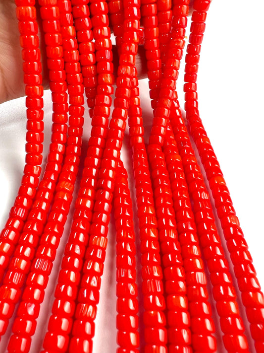 Genuine coral Heishi Wherl tyre smooth Roundel beads 6mm AAA quality gemstone Beads 15" Strand