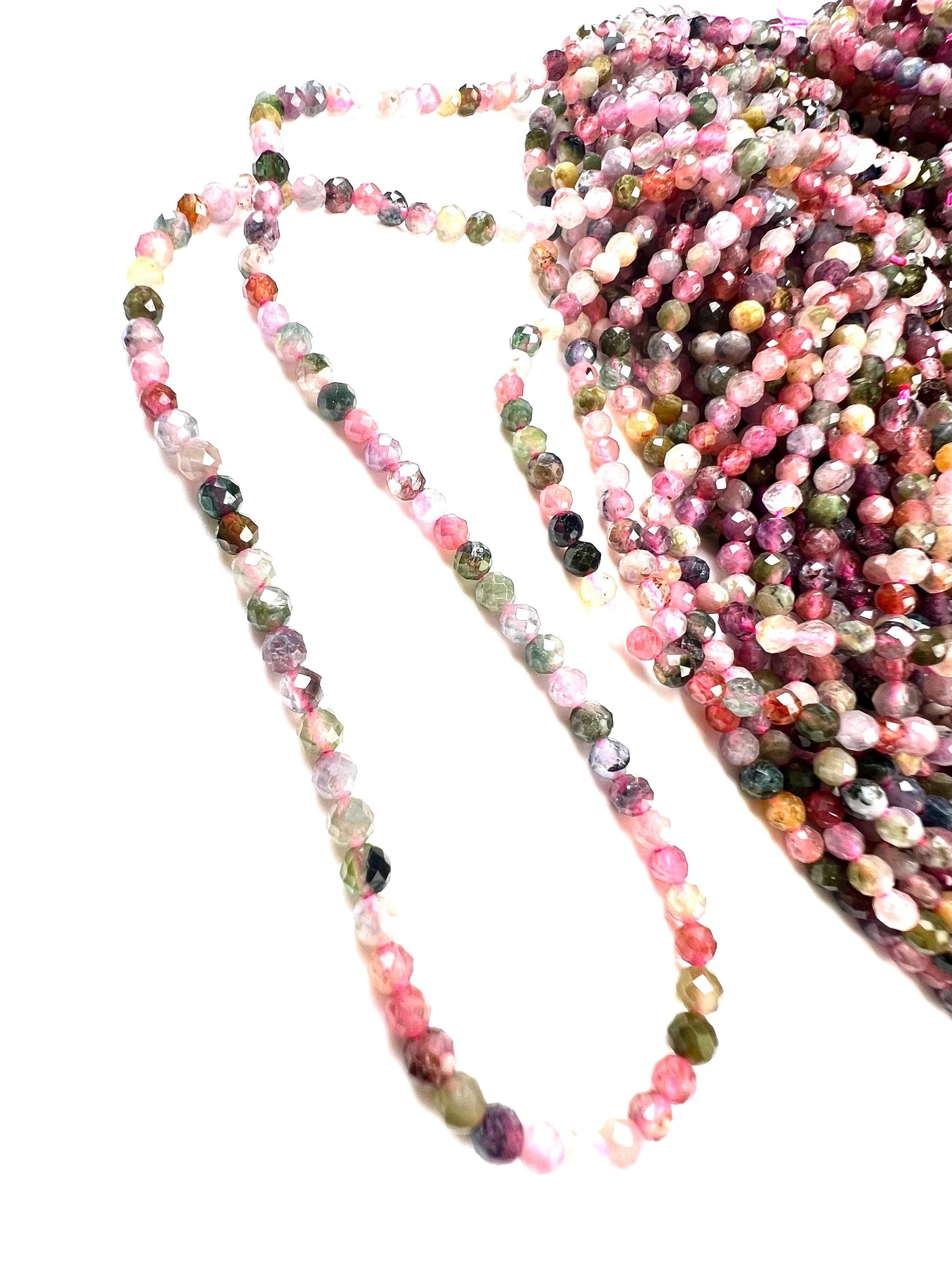 Natural multi Tourmaline 3mm faceted bead round for Jewely making 14.5” full strand 125 pieces beads