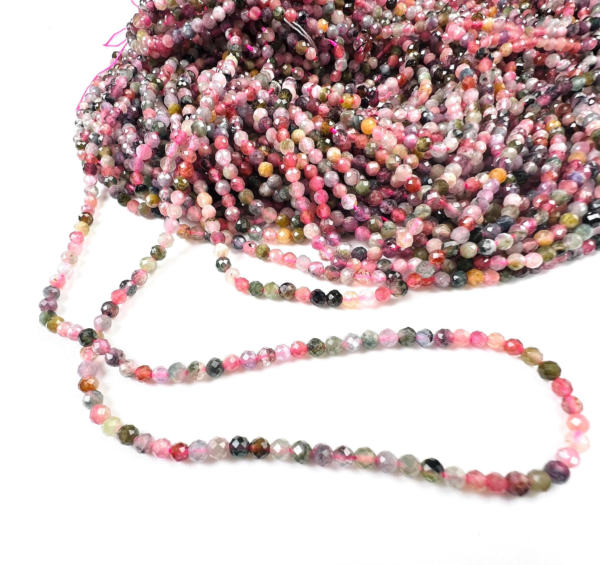 Natural multi Tourmaline 3mm faceted bead round for Jewely making 14.5” full strand 125 pieces beads