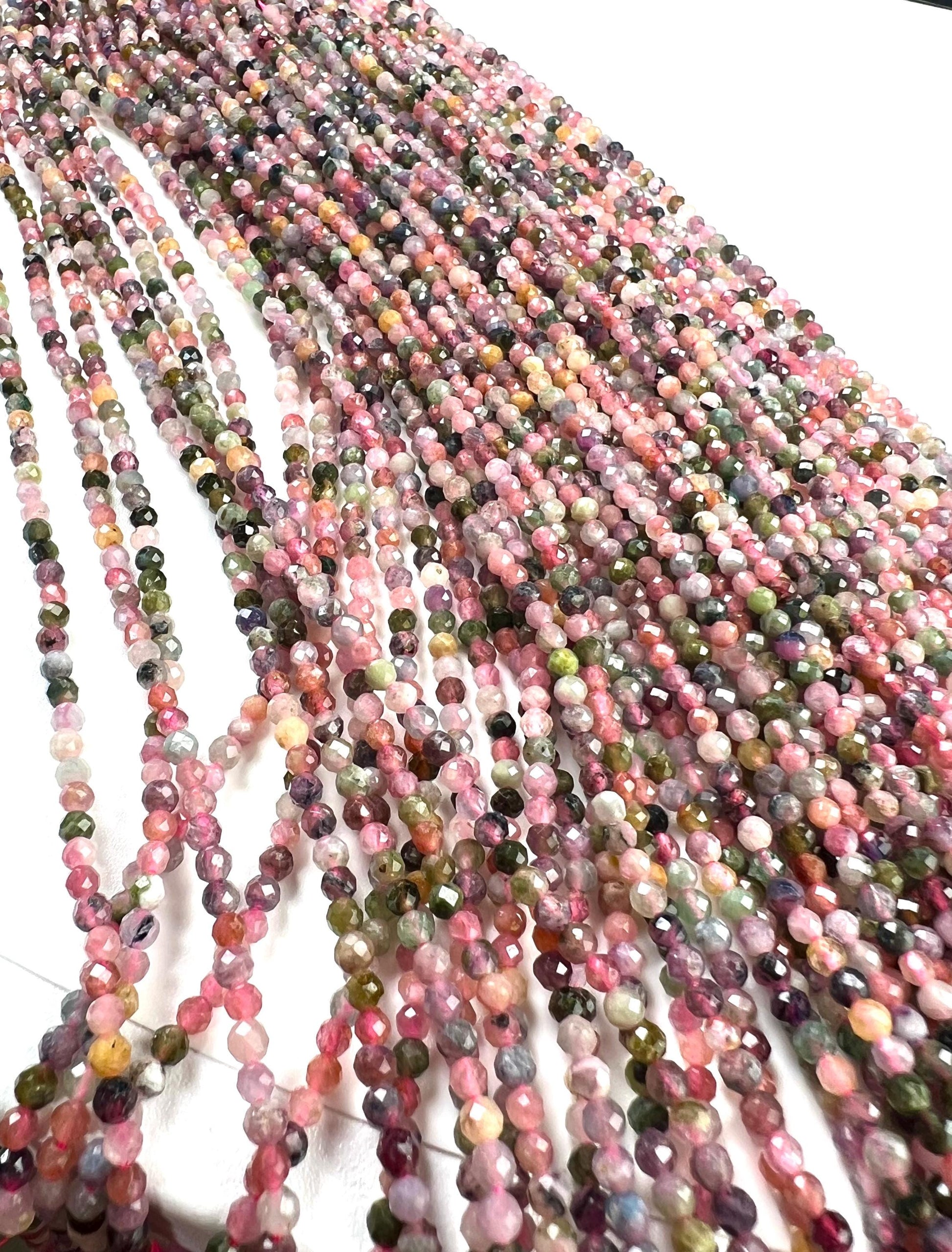 Natural multi Tourmaline 3mm faceted bead round for Jewely making 14.5” full strand 125 pieces beads