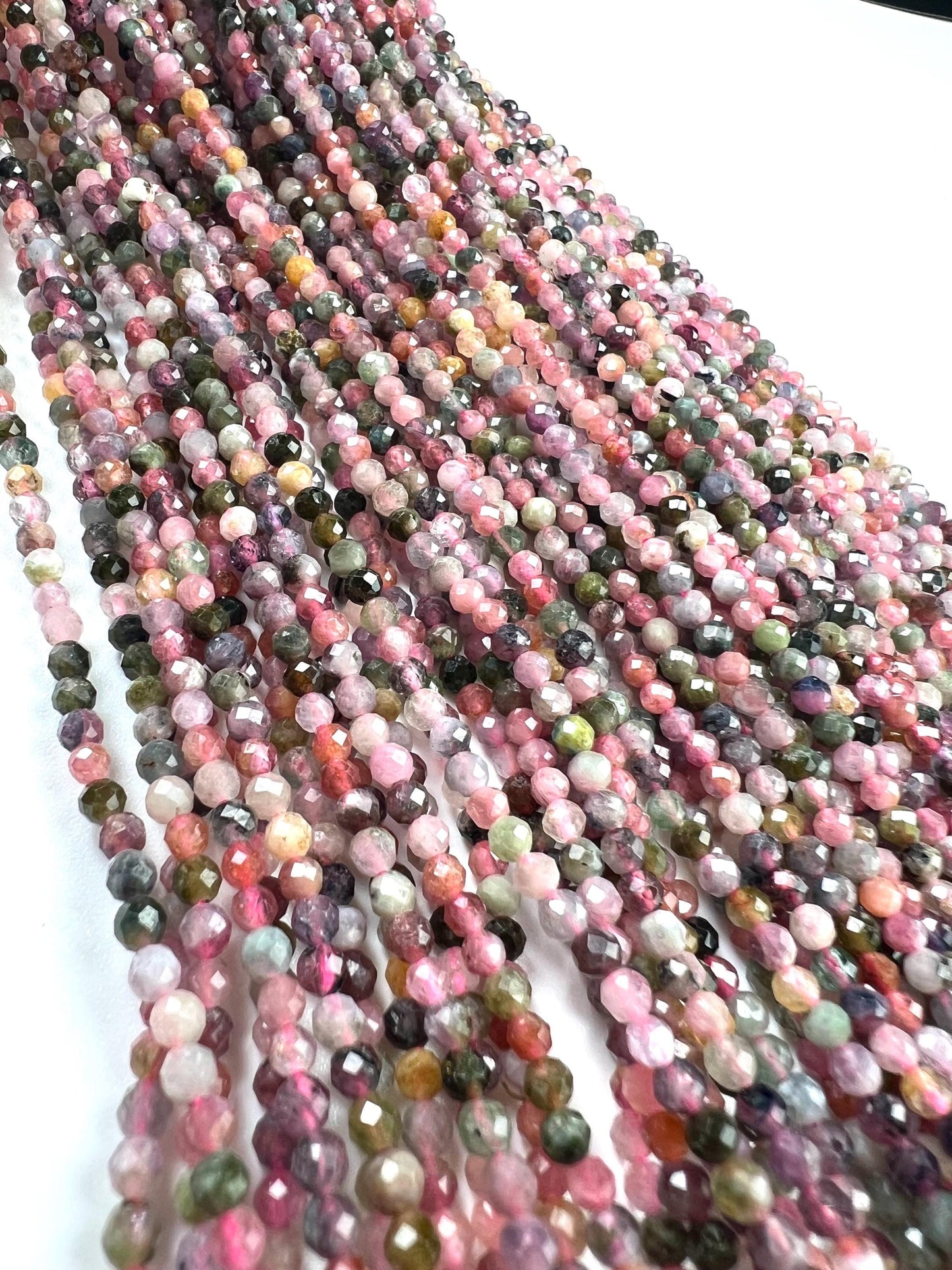Natural multi Tourmaline 3mm faceted bead round for Jewely making 14.5” full strand 125 pieces beads