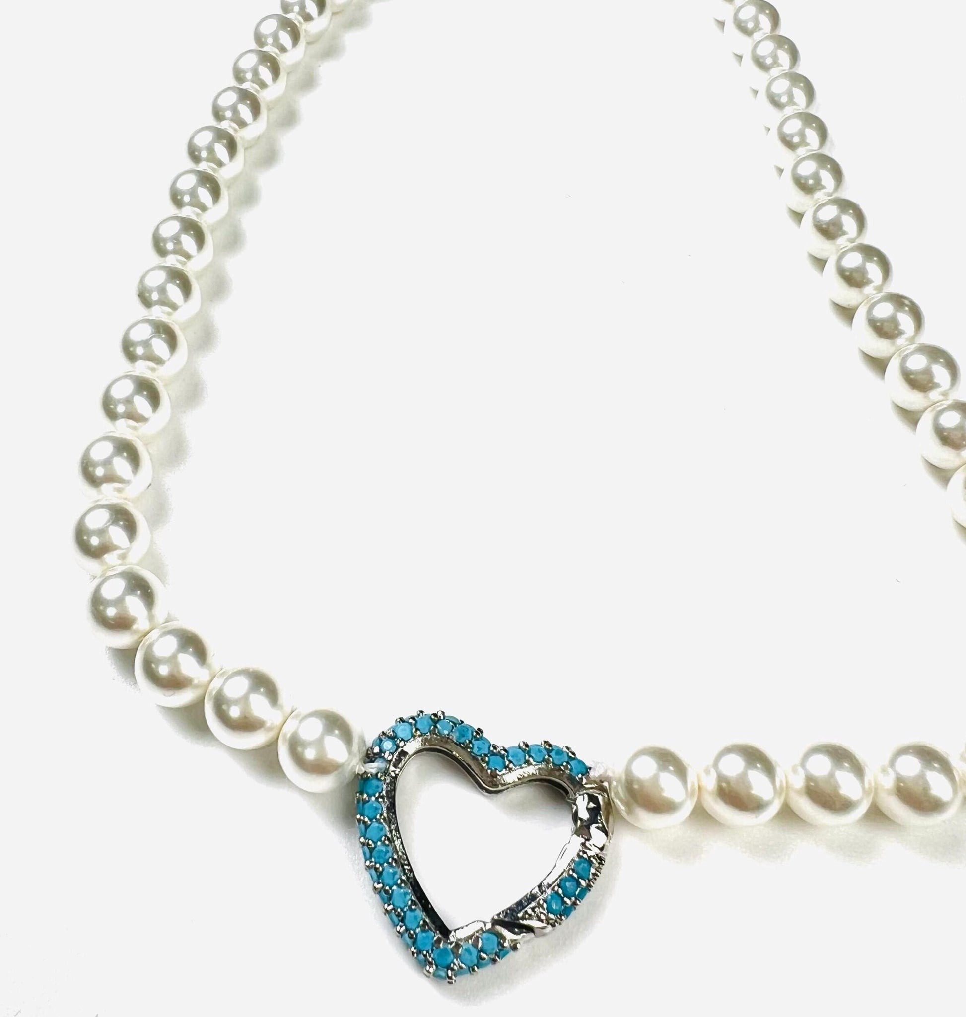 Turquoise Heart shape Carabiner push in open Clasp double sided turquoise setting Jewelry making fancy heart clasp 1pc, 15mm