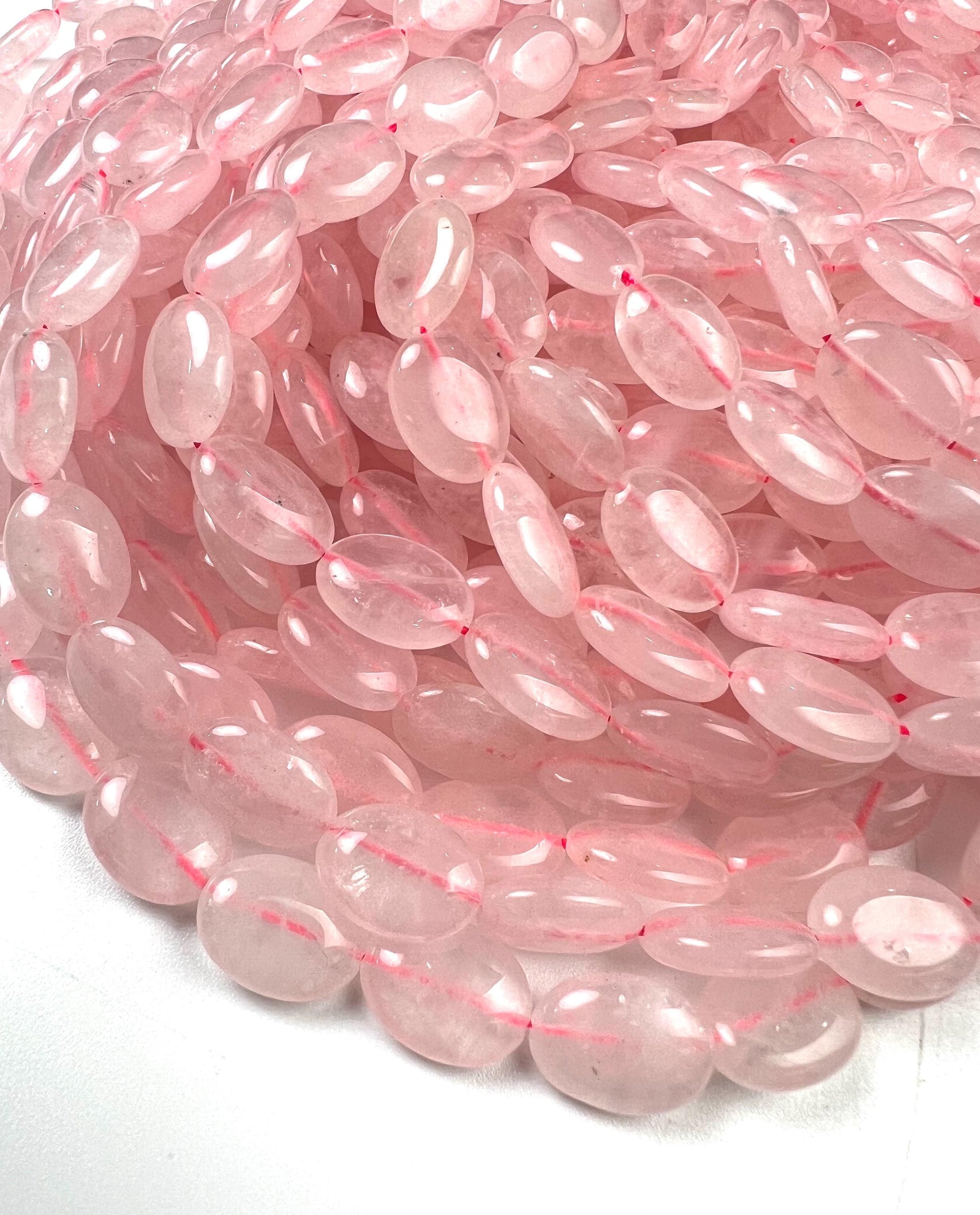 Natural Rose Quartz Smooth oval 12x16mm beads for jewelry making 15” full strand