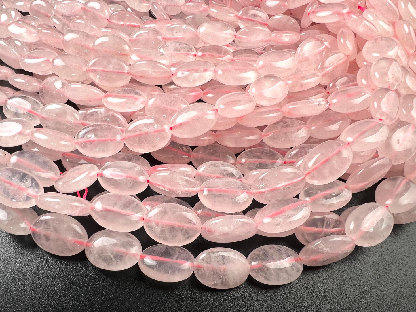 Natural Rose Quartz Smooth oval 12x16mm beads for jewelry making 15” full strand